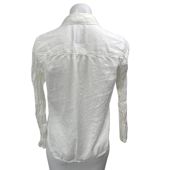 Abercrombie & Fitch Women's White Striped Long Sleeve Button Up Shirt Top Size S - Picture 2 of 4